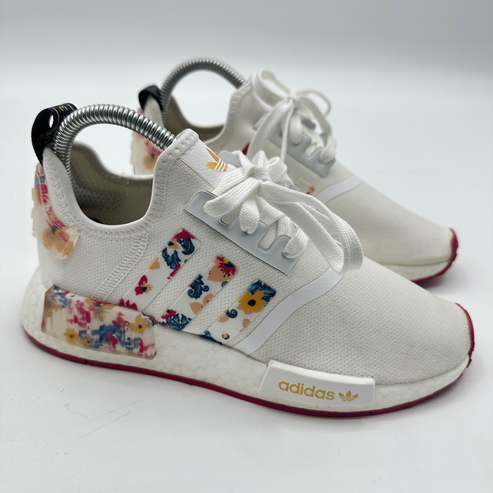 Adidas NMD R1 HER Studio London Floral White Gold FY3666 Womens 6 Running Shoes